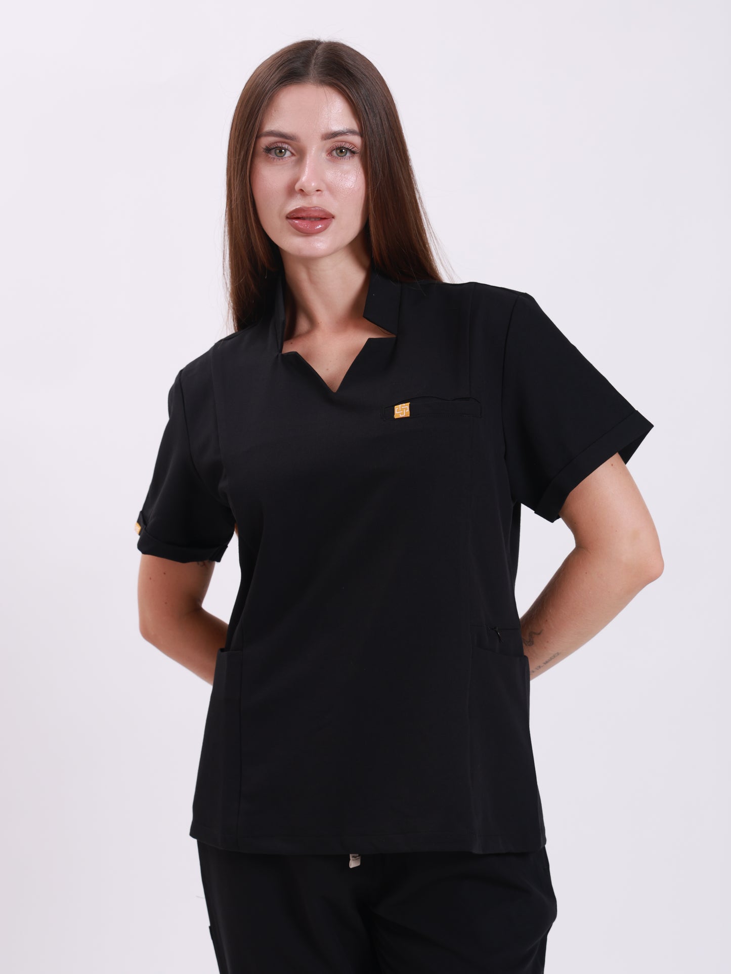 V Neck Side Pockets Top