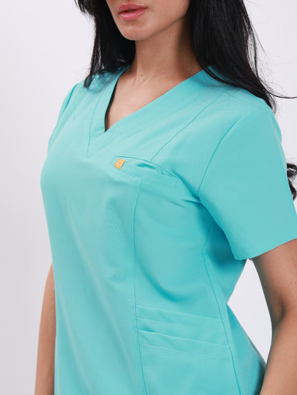 V Neck Double Pocket Top
