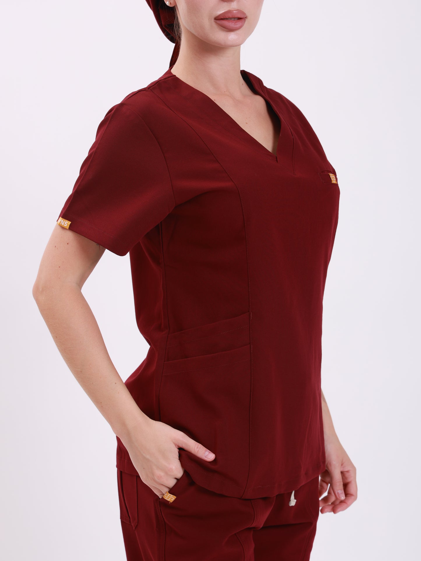 V Neck Double Pocket Top