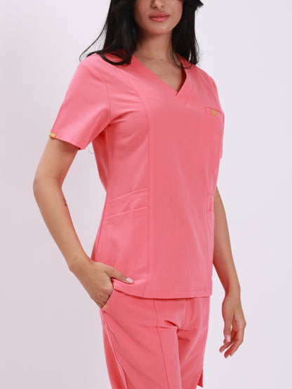 V Neck Double Pocket Top