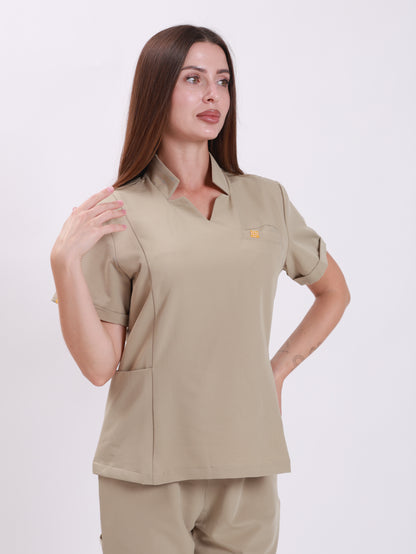 V Neck Side Pockets Top