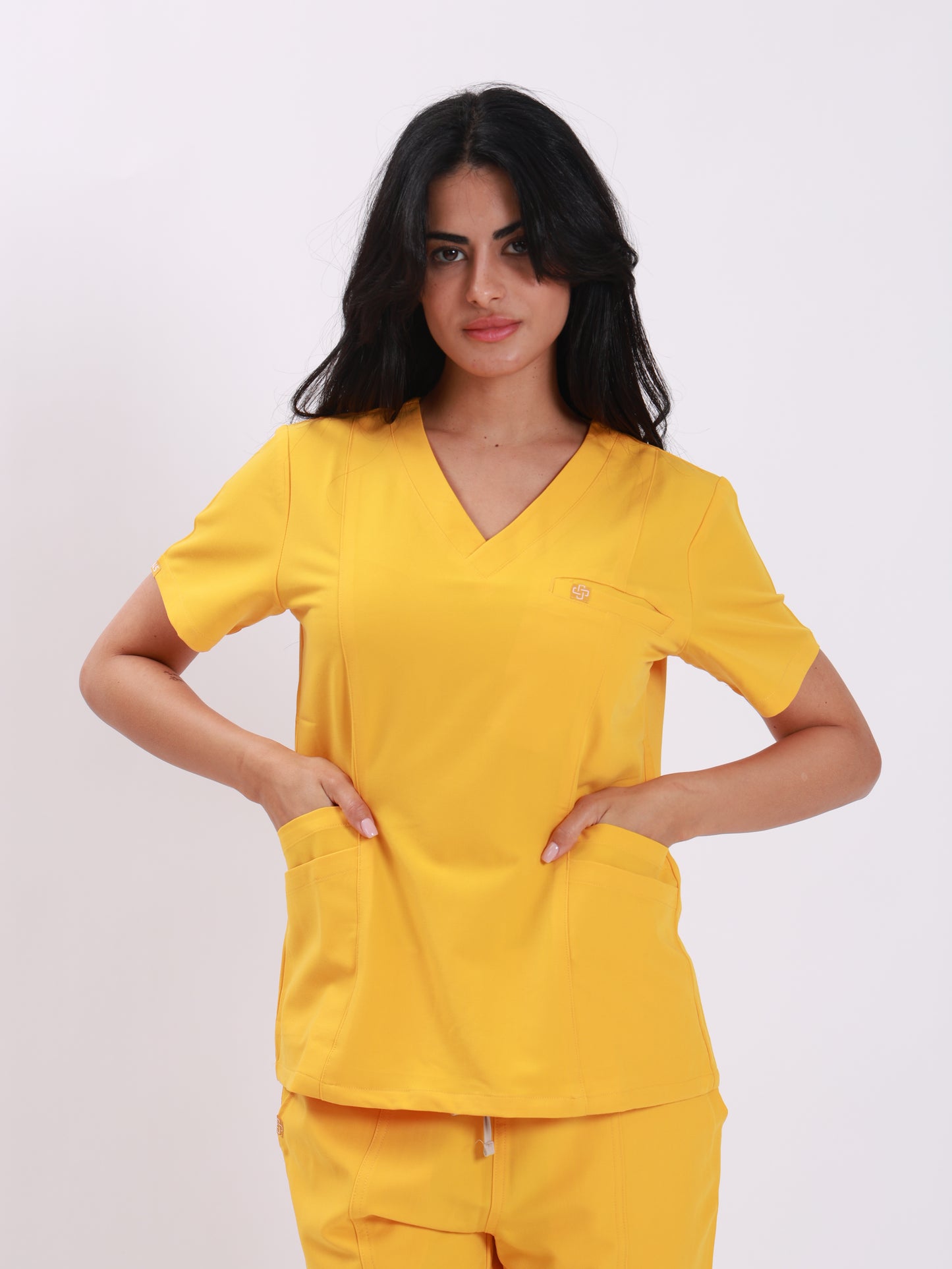 V Neck Double Pocket Top
