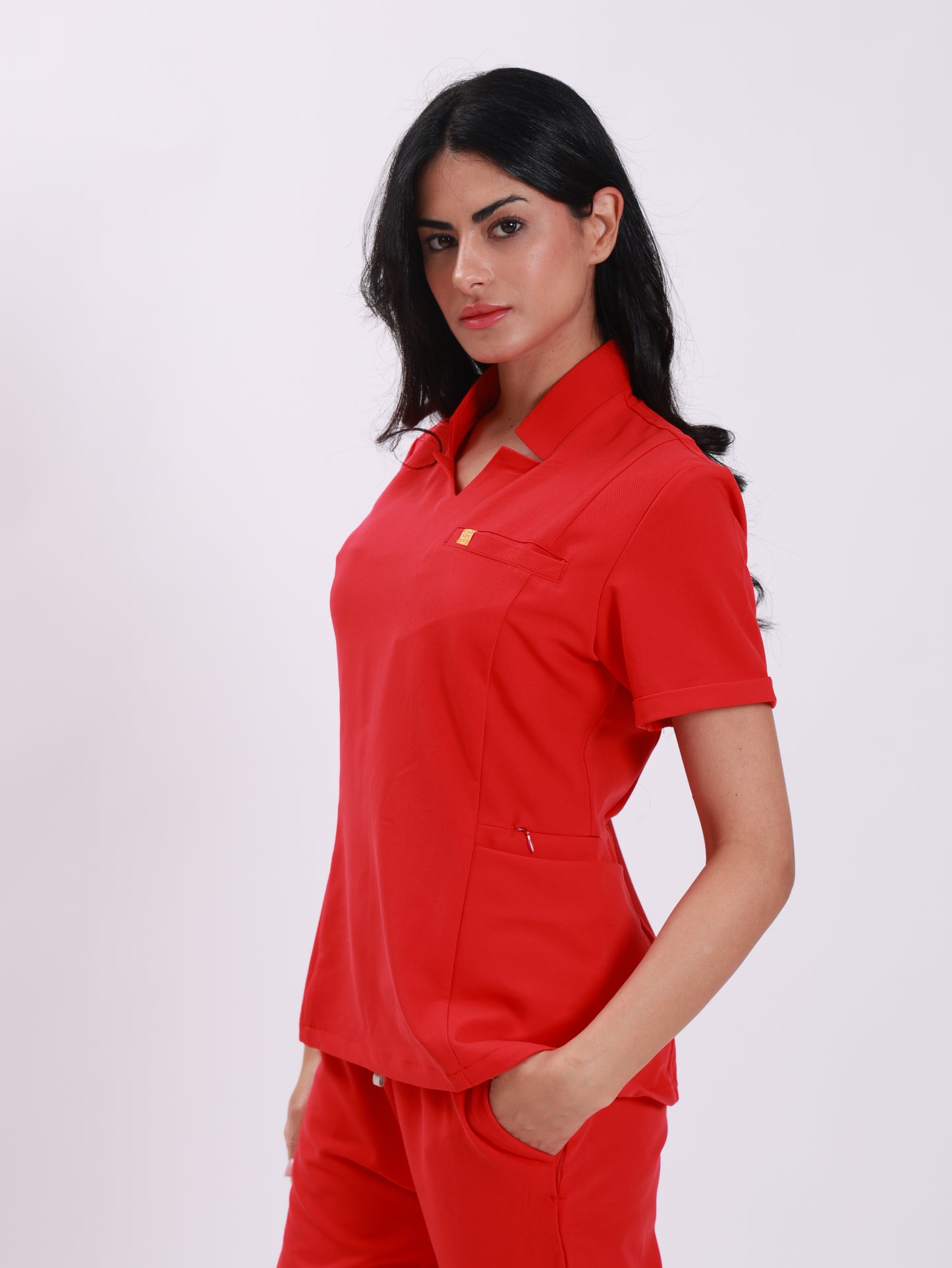 V Neck Side Pockets Top