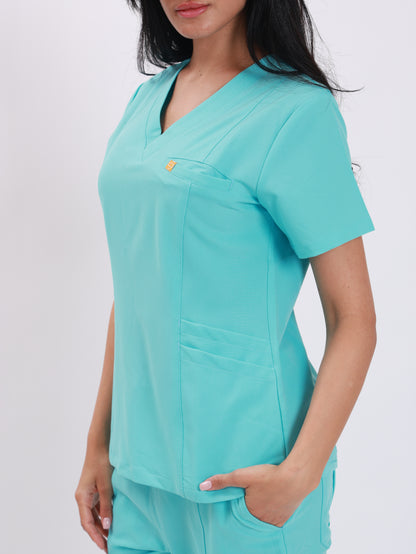 V Neck Double Pocket Top