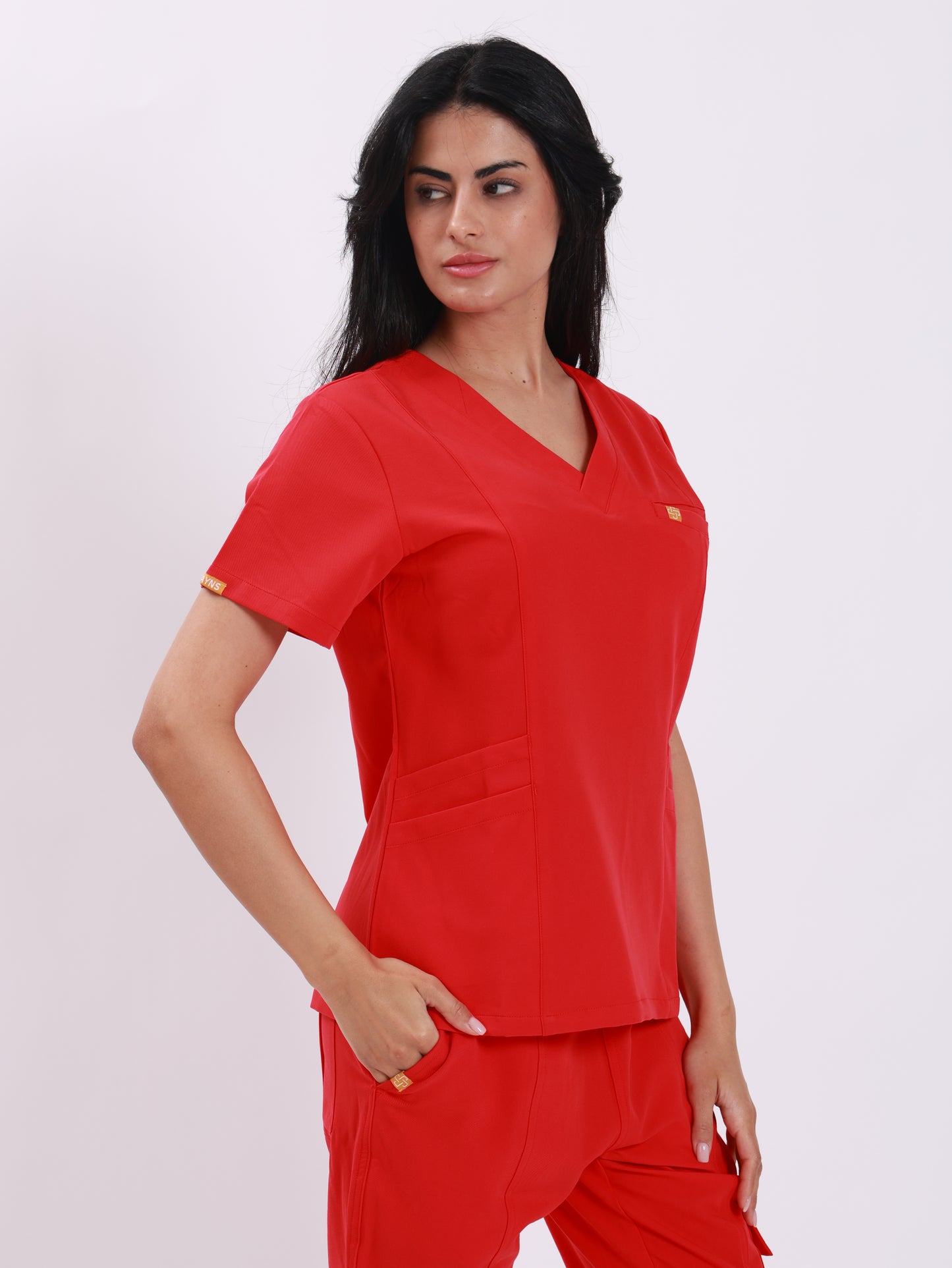 V Neck Double Pocket Top