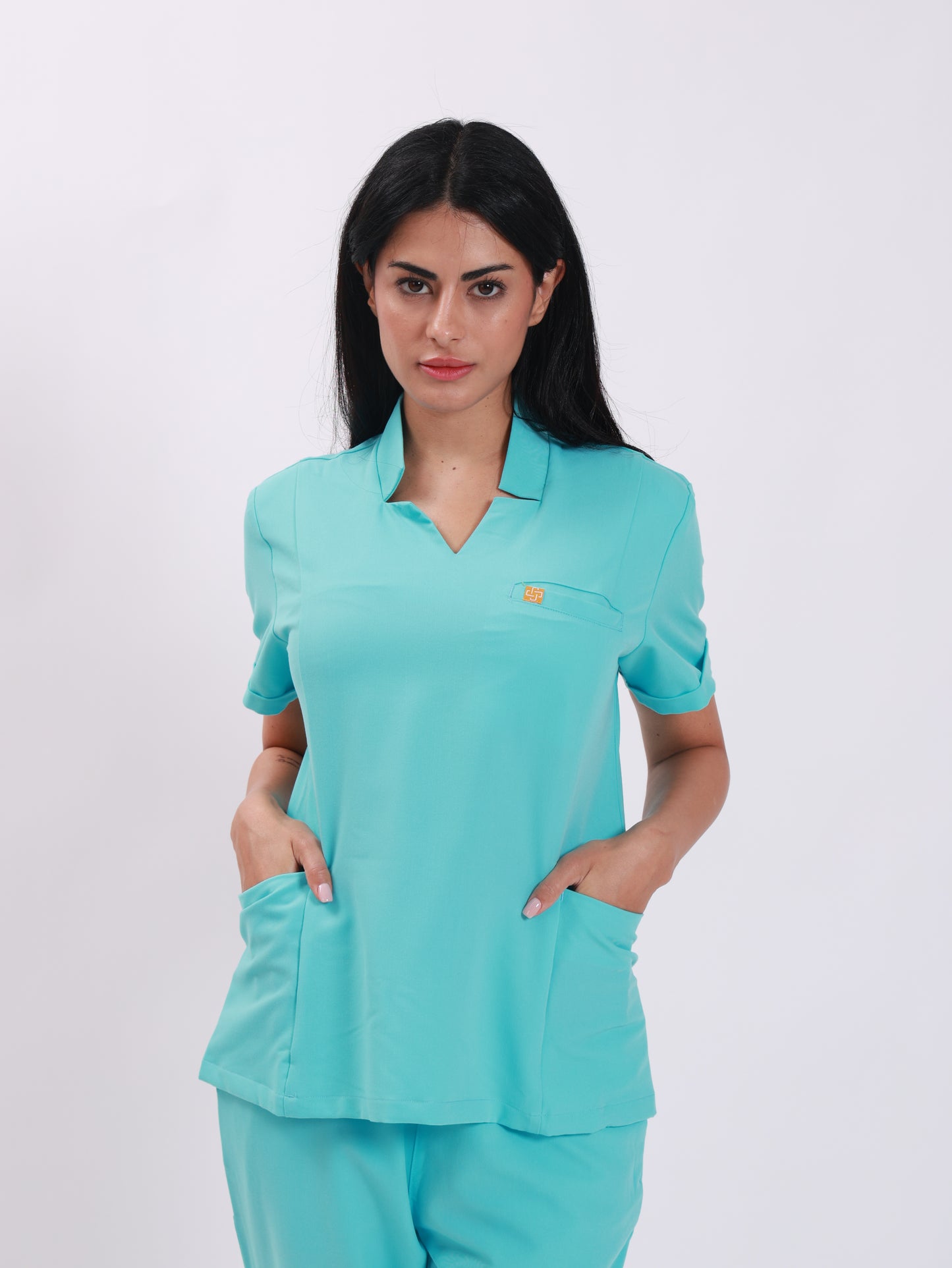 V Neck Side Pockets Top