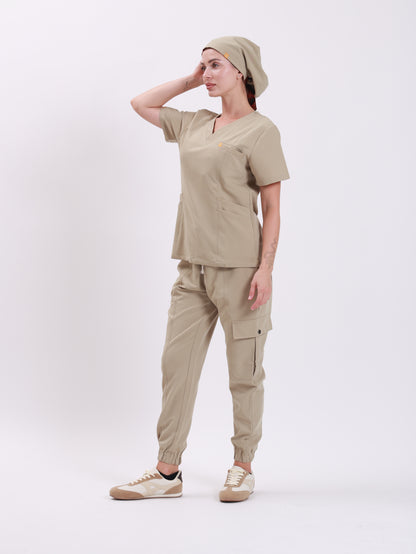 V Neck Double Pocket Top