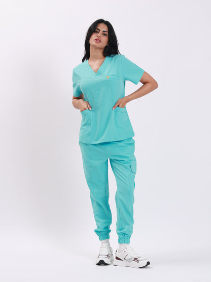 V Neck Double Pocket Top