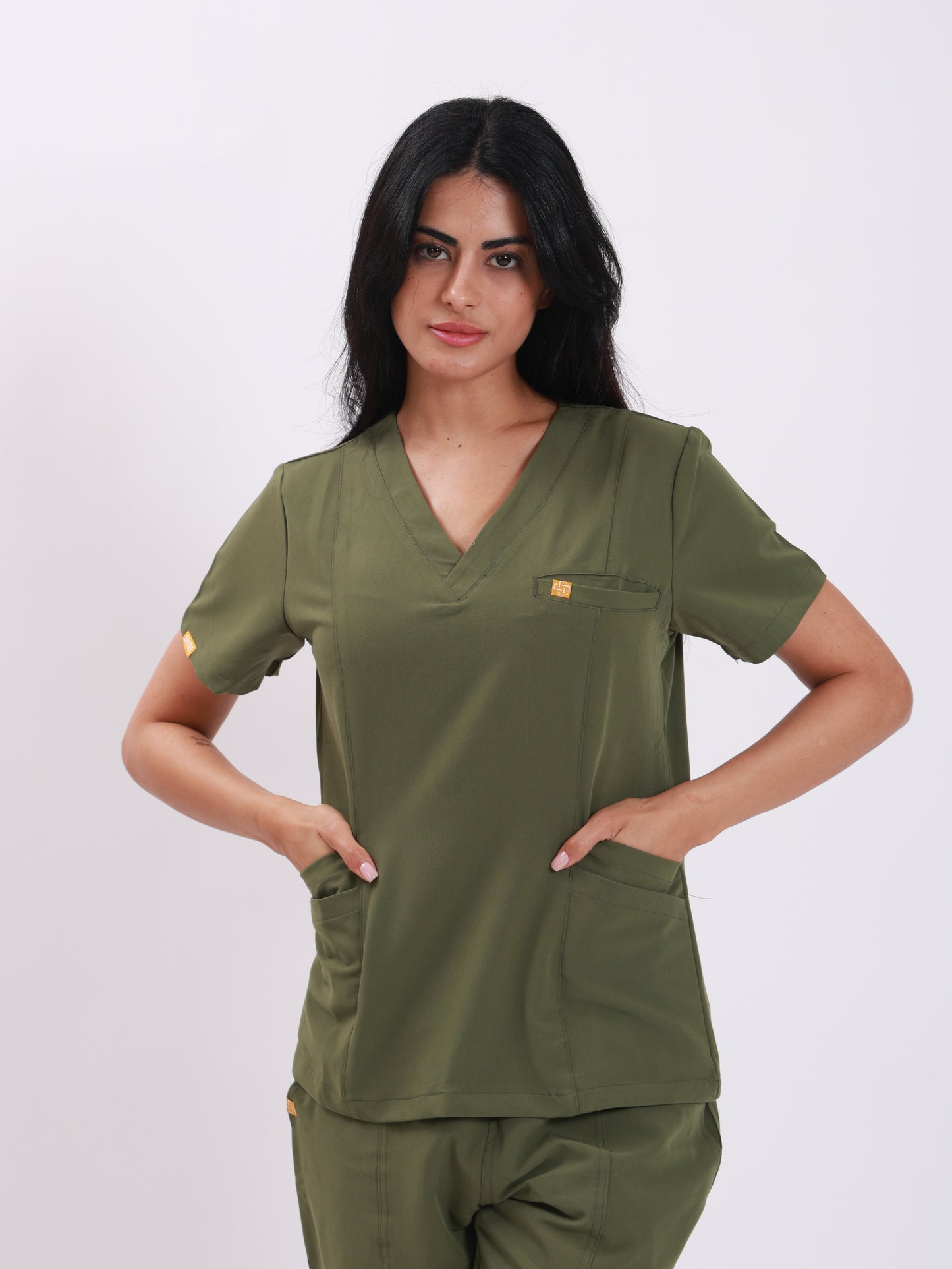 V Neck Double Pocket Top